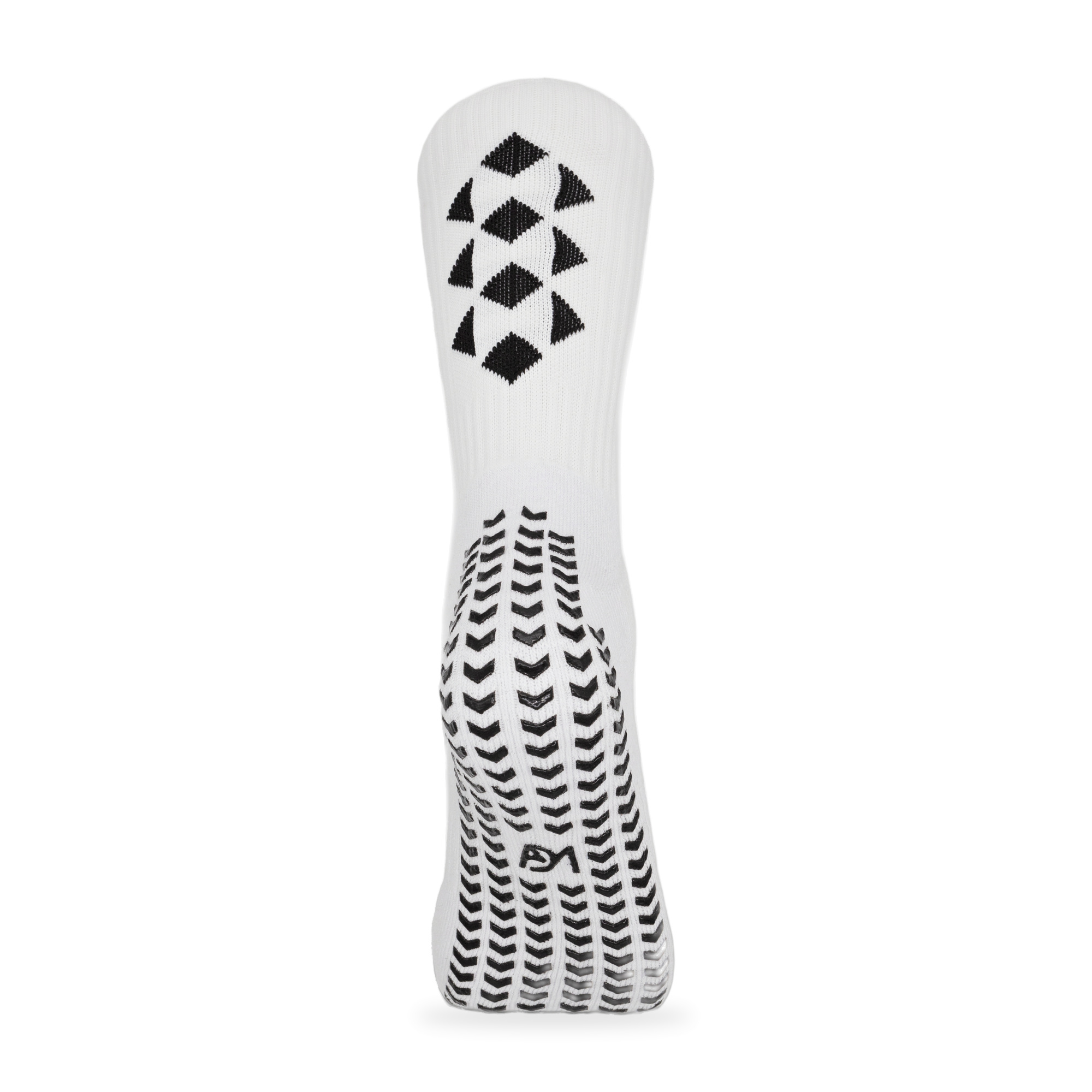 Șosete antiderapante grip ADM văzute din spate, cu model de romburi și grip din silicon pe călcâi